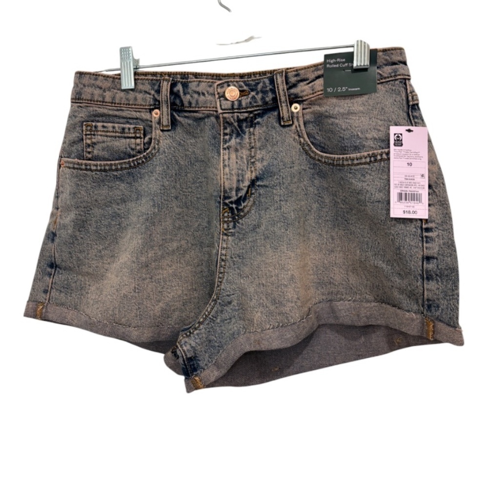 Wild Fable Size 10 Denim High-Rise Rolled Cuff Jean Shorts Fair Trade Certified